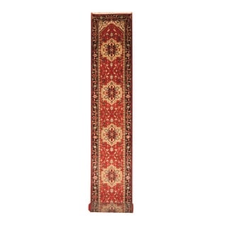 Special Offers Indo Hand-knotted Heriz Red/ Black Wool Rug (2'6 x 20')
