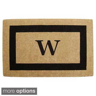 Price Aquify Heavy Duty Coir Monogrammed Black Door Mat