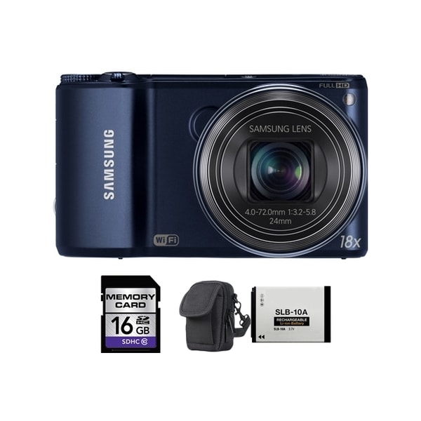 Samsung WB250F Smart 14.2MP Cobalt Black Digital Camera 16GB Bundle