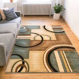 Sale Price Generations Modern Geometric Circles Light Blue Area Rug (5'3 x 7'3)