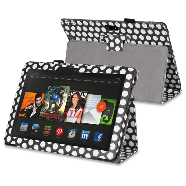 BasAcc Black/ White Dot Stand Leather Case for Amazon Kindle Fire HDX 8.9-inch