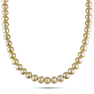Miadora 14k Yellow Gold Golden South Sea Baroque Pearl Necklace (8-10 mm)