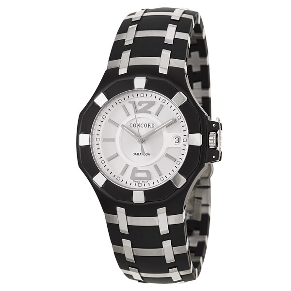 Concord Men's 'Saratoga' Black Stainless Steel Swiss Quartz Watch