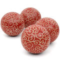 Red and Beige Vines 4-inch Porcelain Ball Set (China)