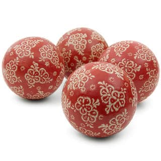 Best Shopping Red and Beige Flowers 4-inch Porcelain Ball Set (China)