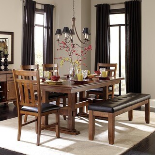 --->  TRIBECCA HOME Kai 6-piece Oak Brown Extending Dining Set