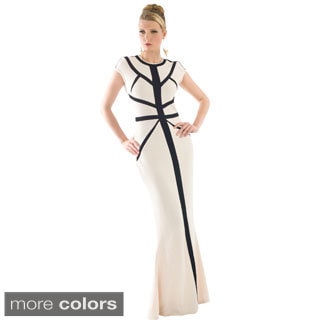 Women's Metallic Trim Long Evening Dress