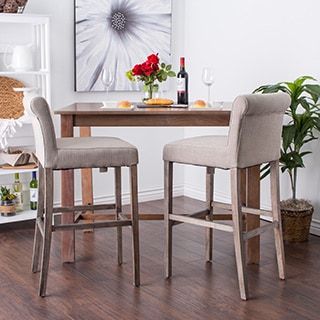Best Shopping Cosmopolitan Beige Linen Bar Stools (Set of 2)