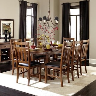 TRIBECCA HOME Kai 9-piece Brown Oak Extending Dining Set