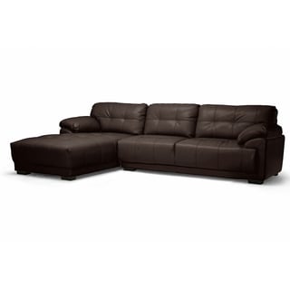 Buy  Baxton Studio DeCarlo Dark brown Leather Modern Sectional Sofa