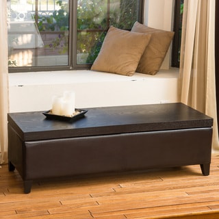 Low Price Thompson Slider Espresso Wood Top Storage Ottoman