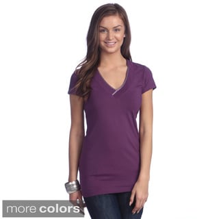 Left Coast Tee Women's Peruvian Pima Cotton Stretch Trim Fit V-neck T-shirt-Image