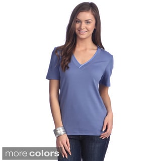 Left Coast Tee Women's Satin Classic Fit V-neck T-shirt-Image