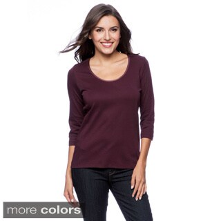 Left Coast Tee Women's 3/4-length Sleeve Scoop Neck Classic Fit Shirt-Image