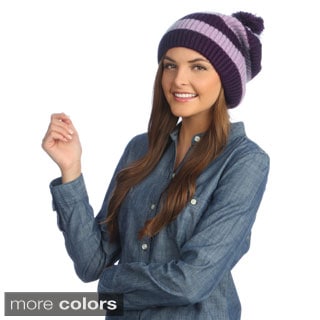 KC Signatures Striped Pompom Beanie-Image