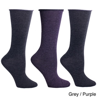 Ladies Combed Cotton Roll Top Socks (3 Pairs)-Image