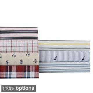 (>_<) Nautica Cotton Blend Wrinkle-resistant Printed Sheet Set