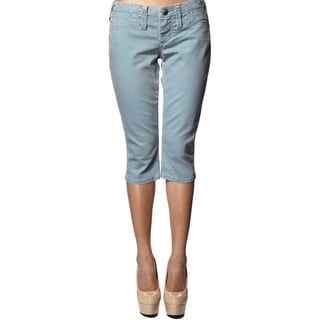 Stitch's Women's Blue Slim Fit Denim Capri Pants-Image