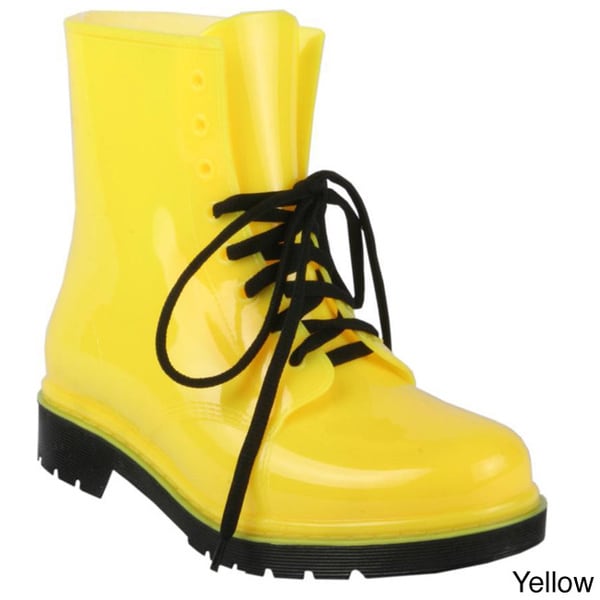 H2K Women's Laceup Ankle Height Jelly Rain Boots Overstock™ Shopping