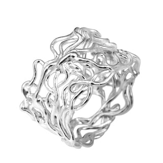 Modern Wire Mesh Twist Band Sterling Silver Ring (Thailand)