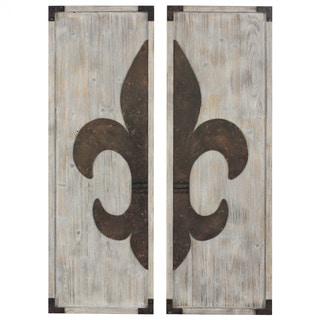 Find Shop Set of 2 Fleur-de-lis Wooden Wall Plaques (China)
