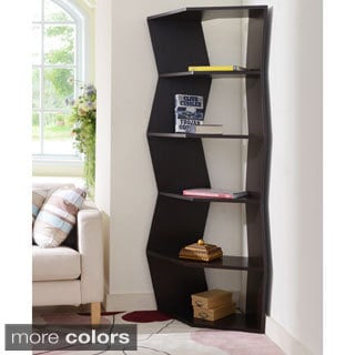 Find Cheap Price Furniture of America New Journey 6-shelf Contemporary Corner Display Bookcase Unit