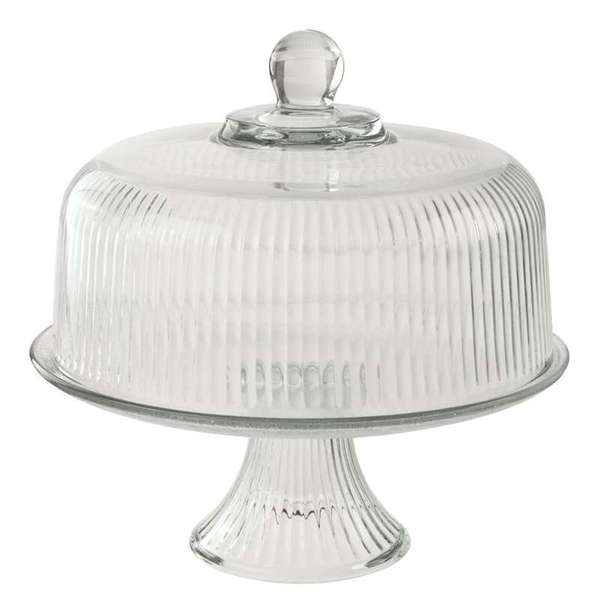 Anchor Hocking Monaco Clear Ribbed Dome Cake Set