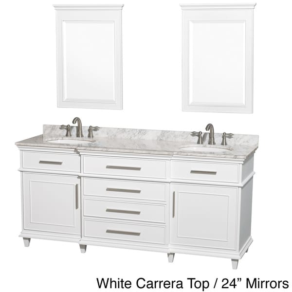 Wyndham Collection Berkeley 72inch White Double Bathroom Vanity 