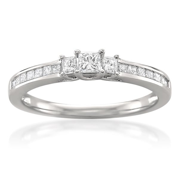 ... White Gold 12ct TDW Princess-cut 3-stone Engagement Ring (H-I, I1-I2