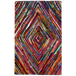 Great Prices Kesa Multi-Colored Diamond Pattern Recycled Cotton Rug (10' x 14')