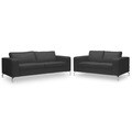 review detail Lazenby Black Leather Modern Sofa Set
