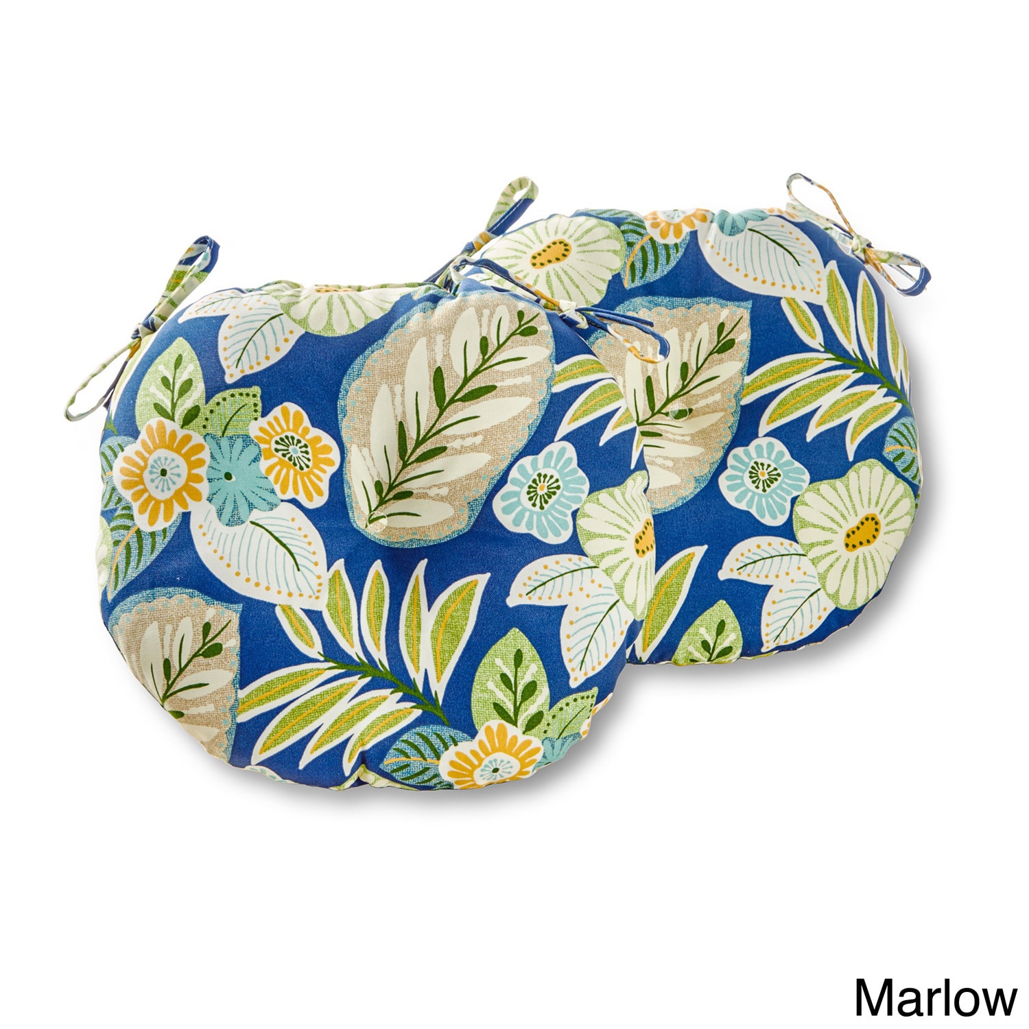 15inch Round Outdoor Summerside Green Bistro Chair Cushions (Set of 2