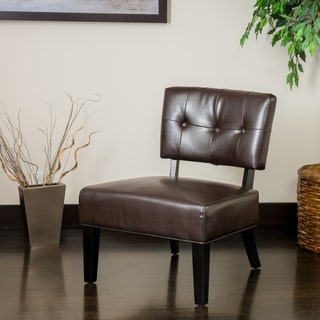 (>_<) Griffin Brown Bonded Leather Accent Chair