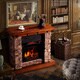 Corvus Stacked Faux Stone/ Oak Electric Flame Fireplace with Multi-function Remote Control