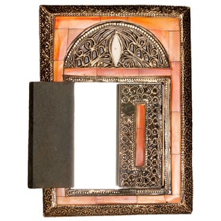Low Price Hand-carved 11-inch Henna Bone Mirror and Doors (Morocco)