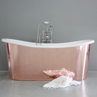 'The Woburn' 73-inch Copper/ Cast Iron French Bateau Bathtub-Image