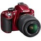 Nikon D3200 24.2MP Red Digital SLR Camera with 18-55mm Lens