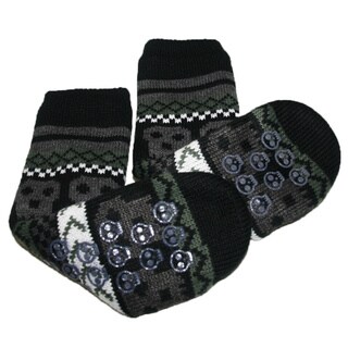 Minx Kids Black and Grey Skull Print Slipper Socks (One size)-Image