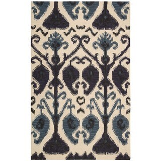 [1] Hand-tufted Siam Beige/ Blue Wool Rug (8' x 10'6)