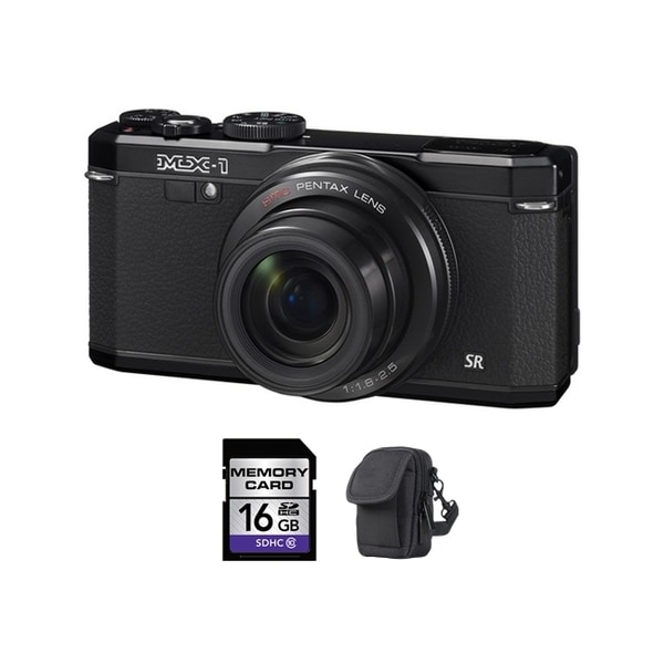Pentax MX-1 12MP Black Digital Camera 16GB Bundle