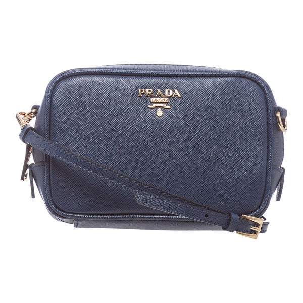 Prada Mini Cornflower Blue Saffiano Leather Zip Crossbody Bag ...  