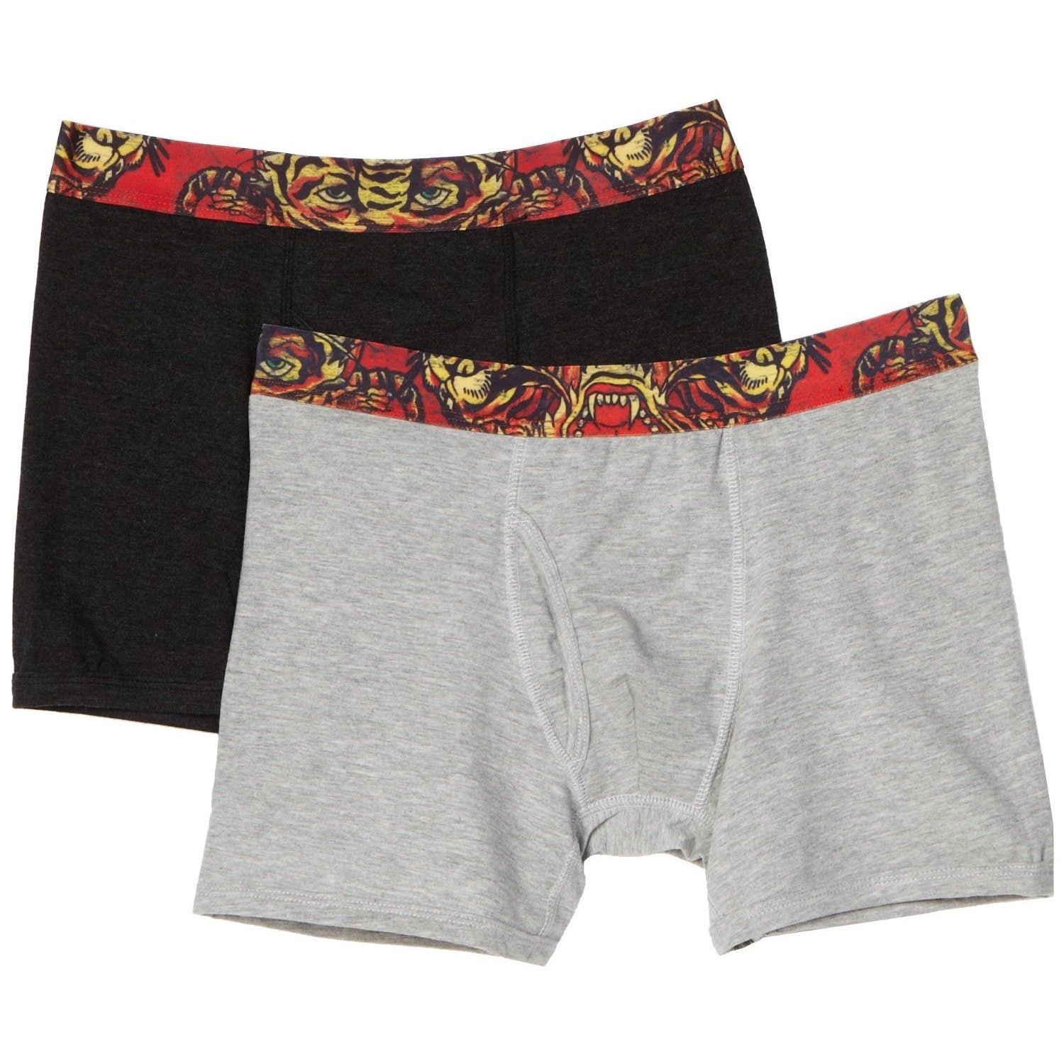 Ed Hardy Mens Open Mouth Tiger Boxer Briefs (pack Of 2)