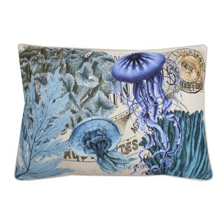 Save Price French Coastal Jelly Fish Rectangular Feather Fill Throw Pillow