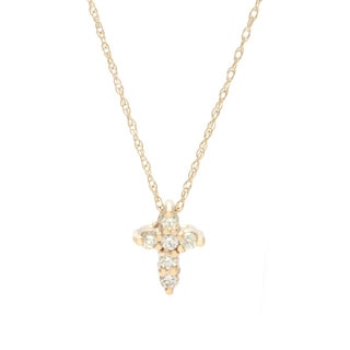 14k Gold 1/8ct TDW Diamond Cross Necklace (G-H, SI1-SI2)