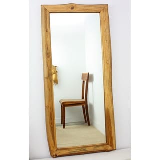 Handmade Golden Oak-finished Teak Wood Full-length Mirror (Thailand)