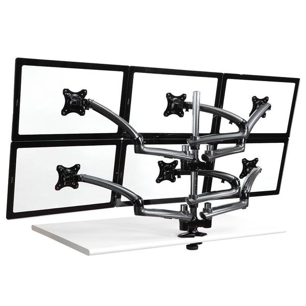 Cotytech Dark Grey Six Monitor Desk Mount Spring Arm 
