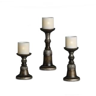 @@@ >  Elements Acanthus Leaf Resin Candle Holders (Set of 3)