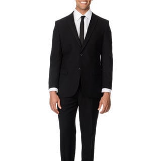 Caravelli Italy Men's Modern Fit Black 2-button Notch Lapel Suit-Image