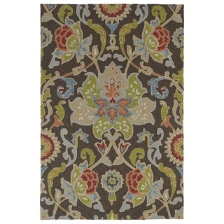 Find Cheap Price Indoor/ Outdoor Fiesta Brown Flower Rug (9' x 12')
