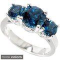 Sterling Silver Blue Topaz, Rhodolite Garnet Three-stone Ring